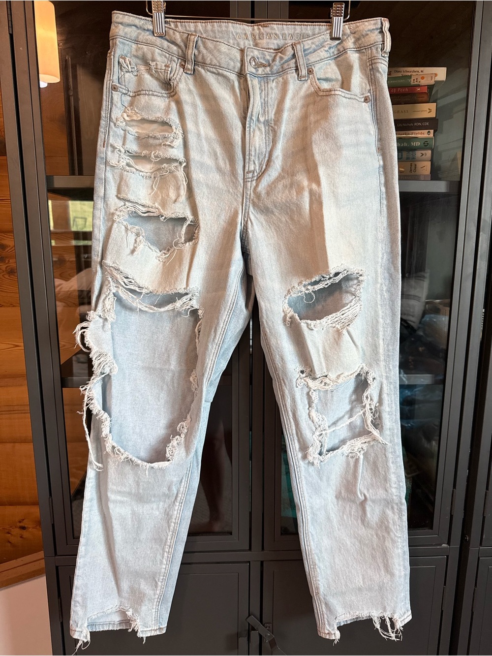 American Eagle Outfitters Light Blue Distressed Slim Straight Jeans